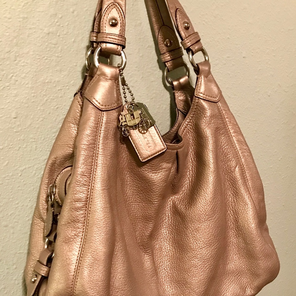 Coach Champagne Leather Hobo Handbag